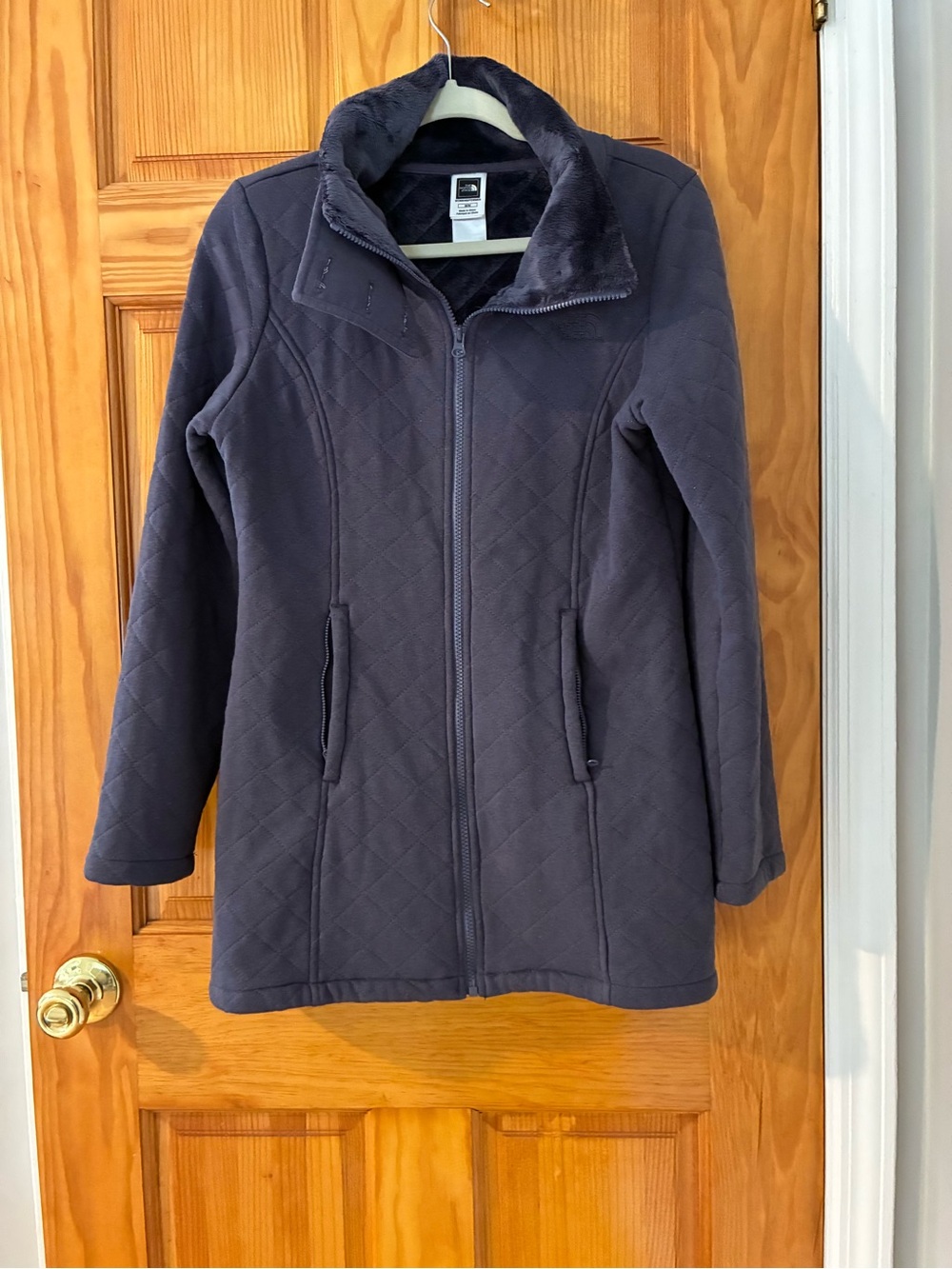 Women’s Quilted Fleece Coat - misty bluish shade